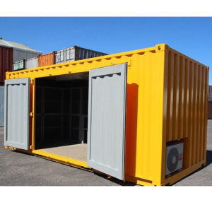 20ft Container Workshop – Fully Insulated Slate Gray with HVAC & Electrical Setup